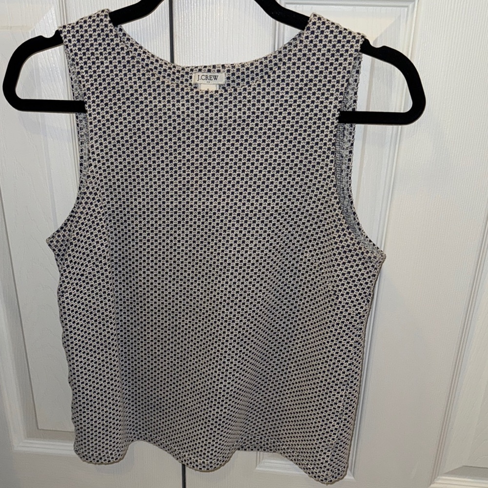 J.CREW Navy and White Sleeveless Top